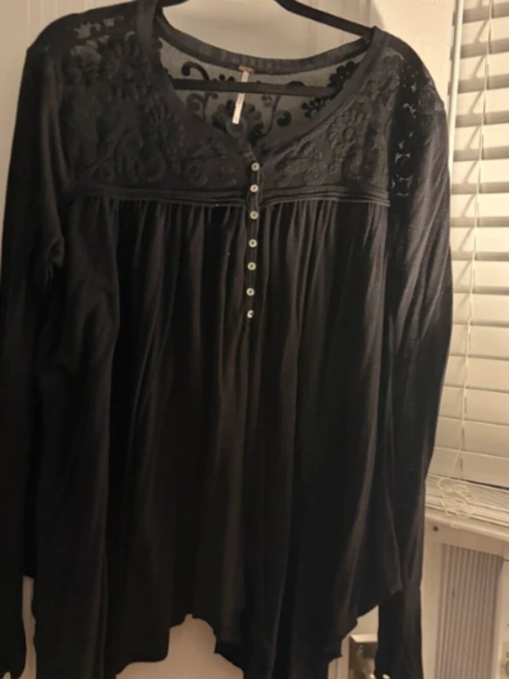 Free People Lace Button front top
